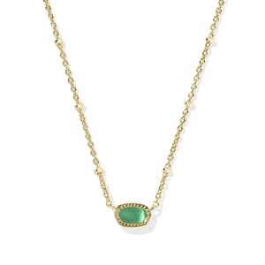 NEW‎ Kendra Scott Mini Elisa Gold Satellite Pendant Necklace Emerald Cat's Eye